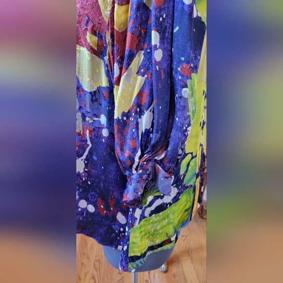 $395 NWOT MAGASCHONI BLOUSE TUNIC TOP EMBELLISHED JEWELED V NECK 3/4 SLEEVE XL - Picture 3 of 11